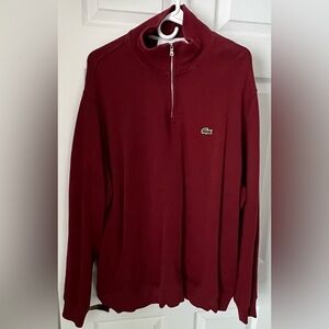 Lacoste Men's Burgundy Zip-Up Sweater